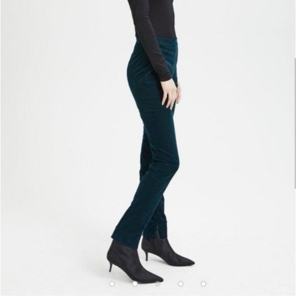 $255 Theory Oslo Corduroy High Waist Legging Pant Women 6 Green Poplar Dark Teal - Picture 1 of 14